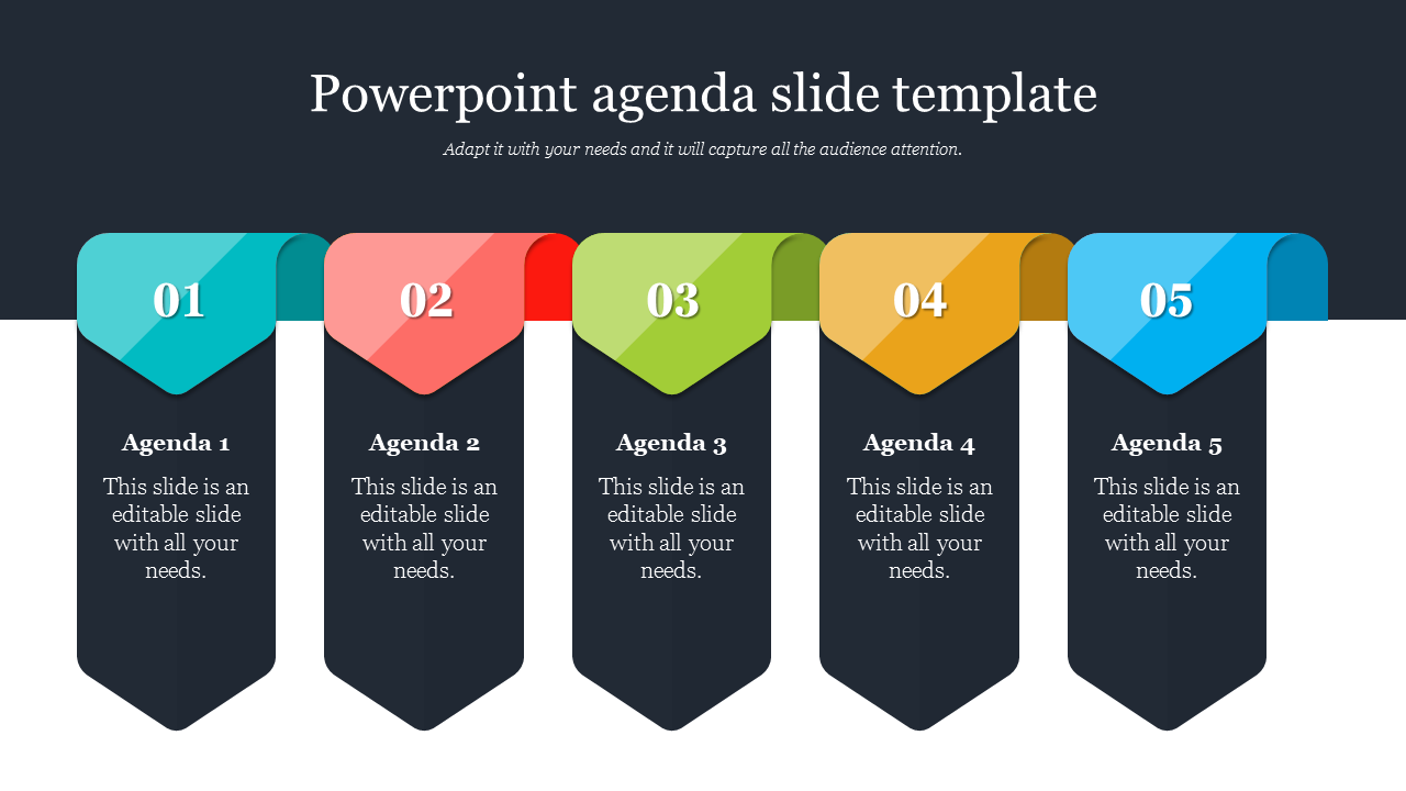 MultiColor PowerPoint Agenda Slide Template Design